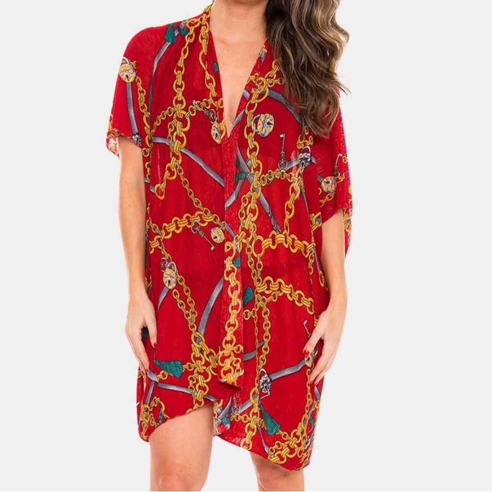 Red - Chain Print Cover-Up